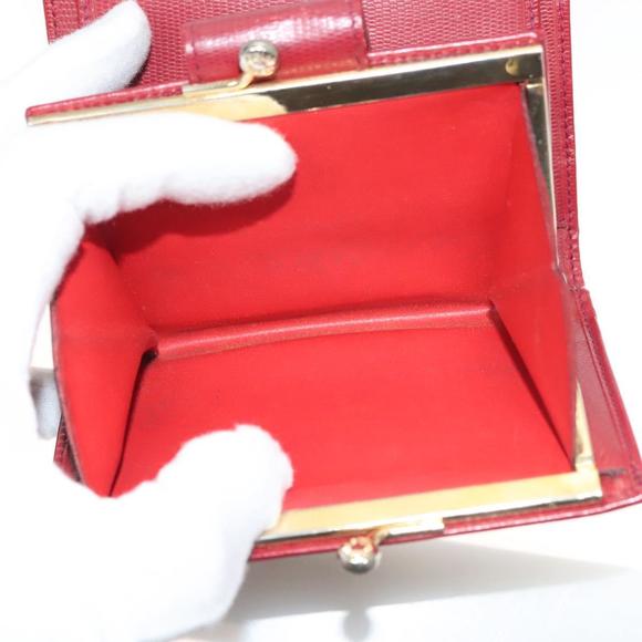 CELINE Compact Wallet Leather Red Gold Auth 132803 - Picture 11 of 16